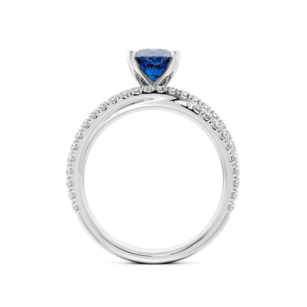 Sapphire Engagement Ring with Three Pav&eacute; Rows